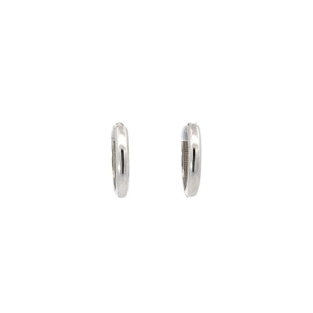 Huggie Earrings In 9K White Gold Slightly Rounded