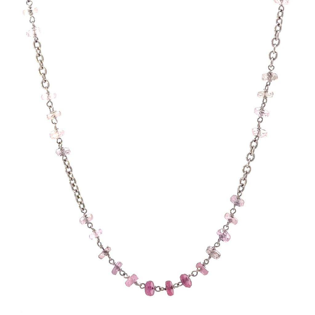 9ct White Gold Pink Sapphire Necklace