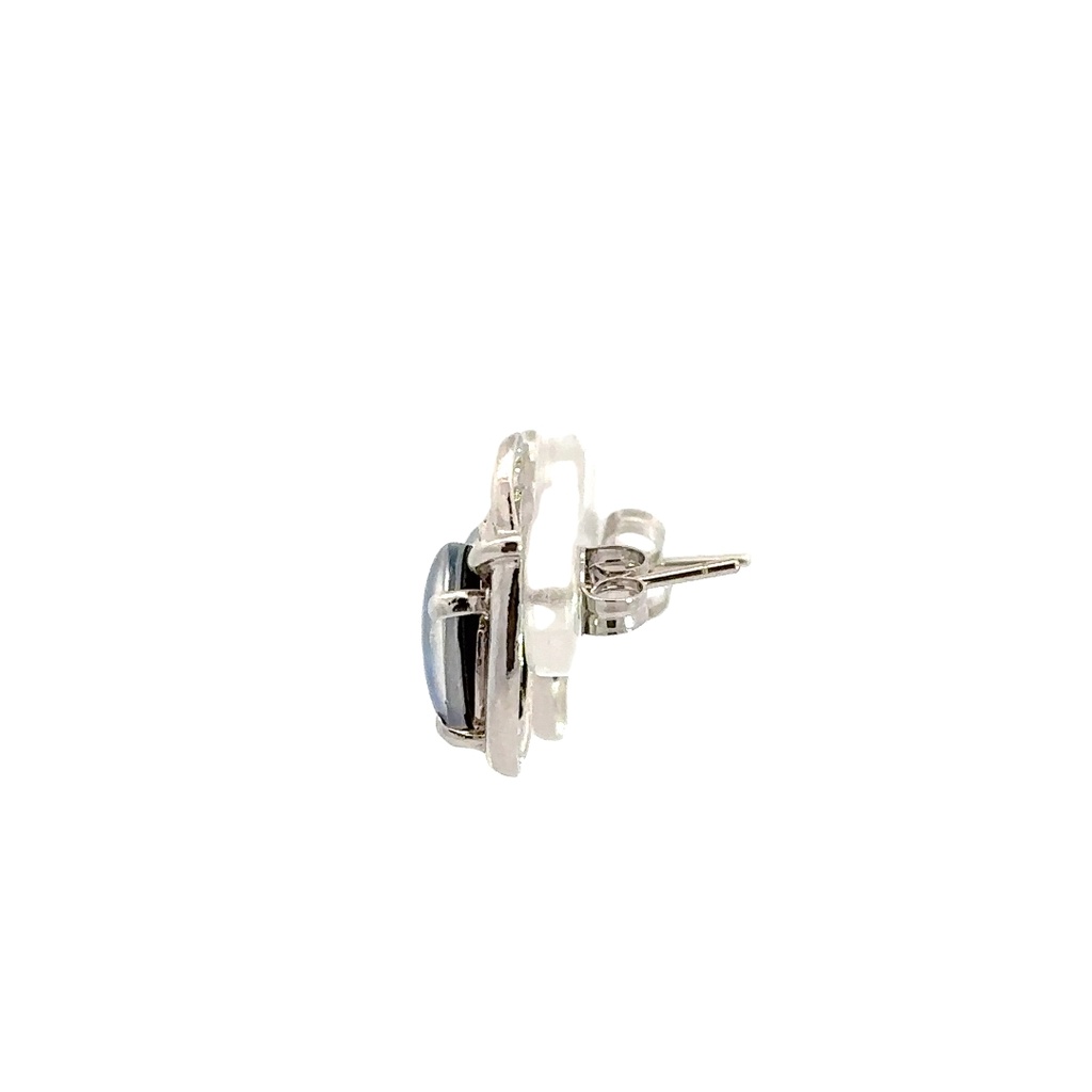 Triplet CZ Opal Earrings In Sterling Silver