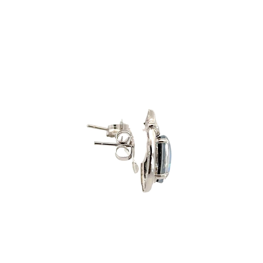 Triplet CZ Opal Earrings In Sterling Silver