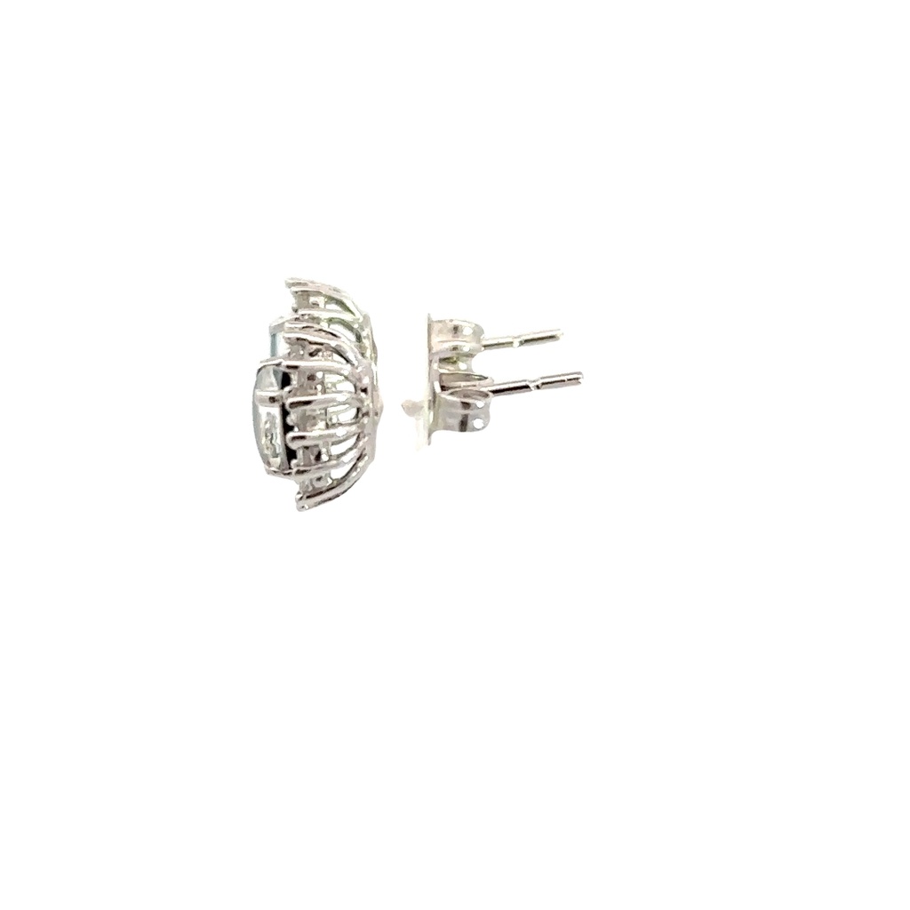 Triplet Opal & Cubic Zirconia Stud Earrings In Silver
