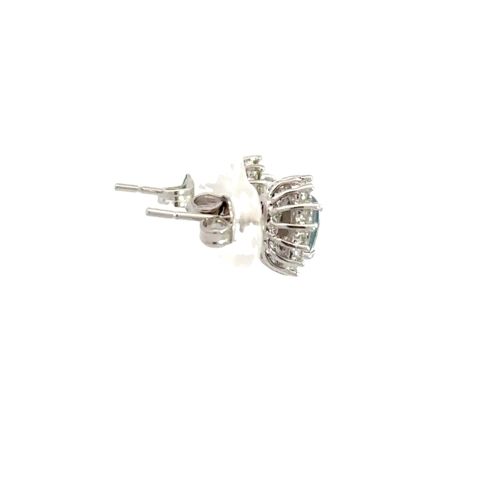 Triplet Opal & Cubic Zirconia Stud Earrings In Silver