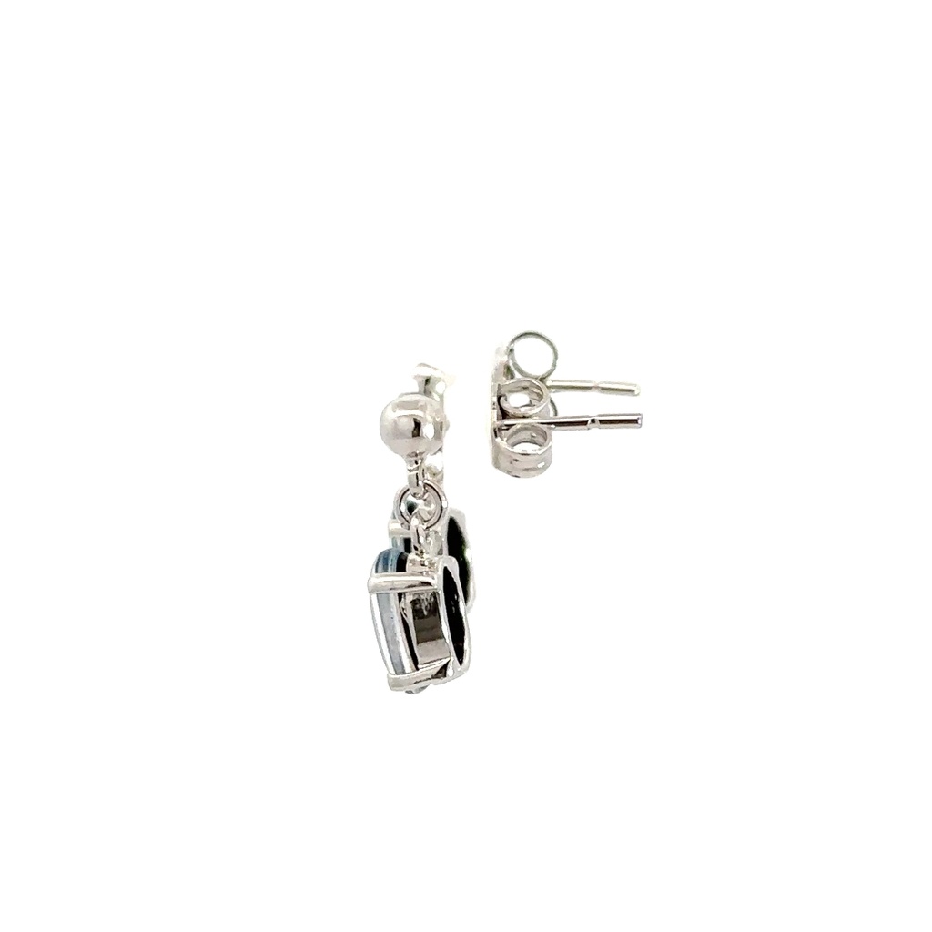 Triplet Oval Drop Opal Earrings In Sterling Silver