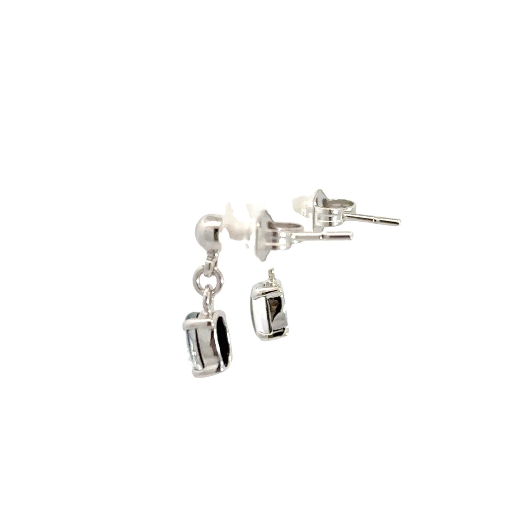 Triplet Oval Drop Opal Earrings In Sterling Silver