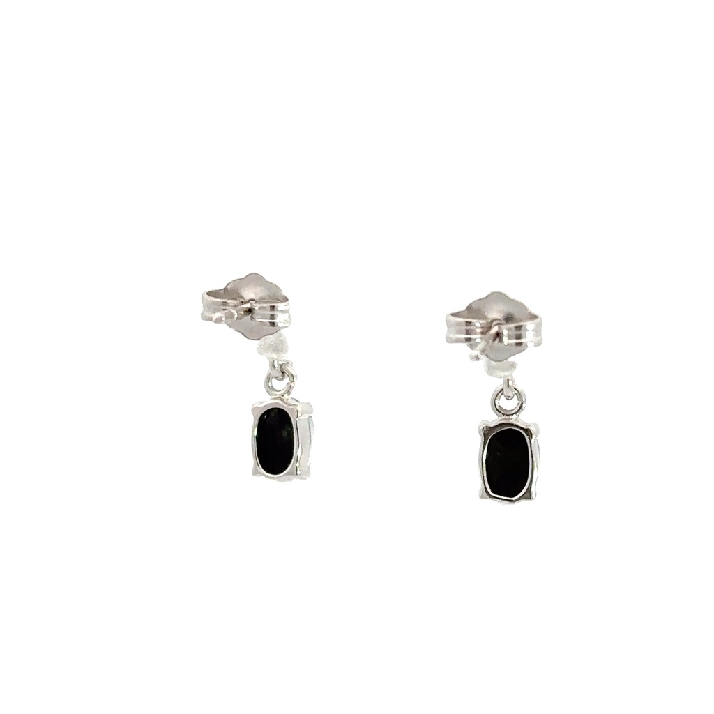 Triplet Oval Drop Opal Earrings In Sterling Silver
