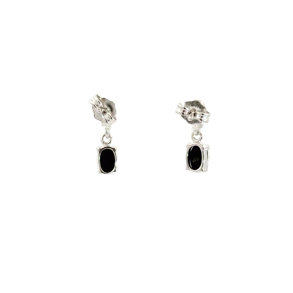 Triplet Oval Drop Opal Earrings In Sterling Silver