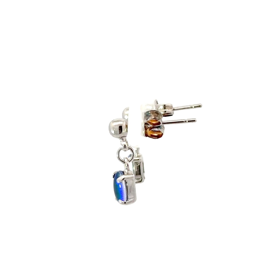 Triplet Oval Drop Opal Earrings In Sterling Silver