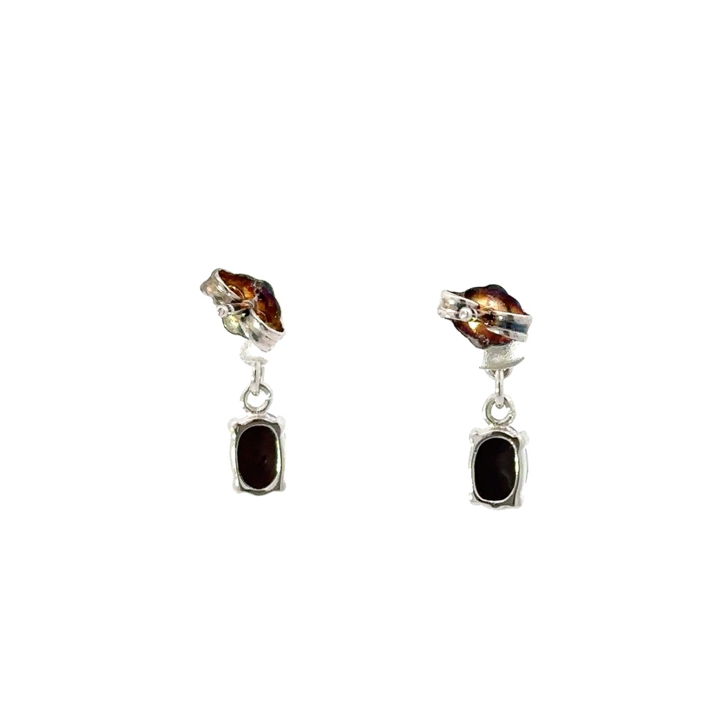 Triplet Oval Drop Opal Earrings In Sterling Silver