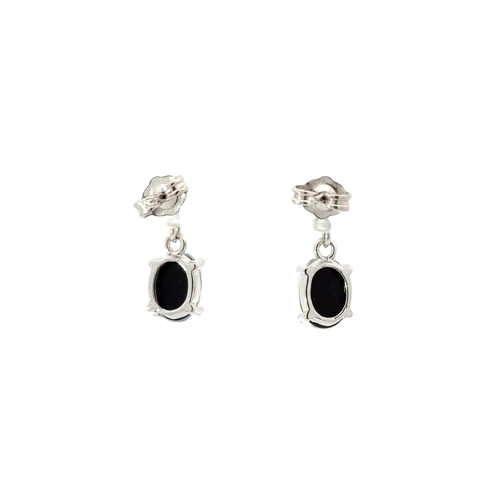 Triplet Oval Drop Opal Earrings In Sterling Silver