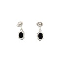 Triplet Oval Drop Opal Earrings In Sterling Silver