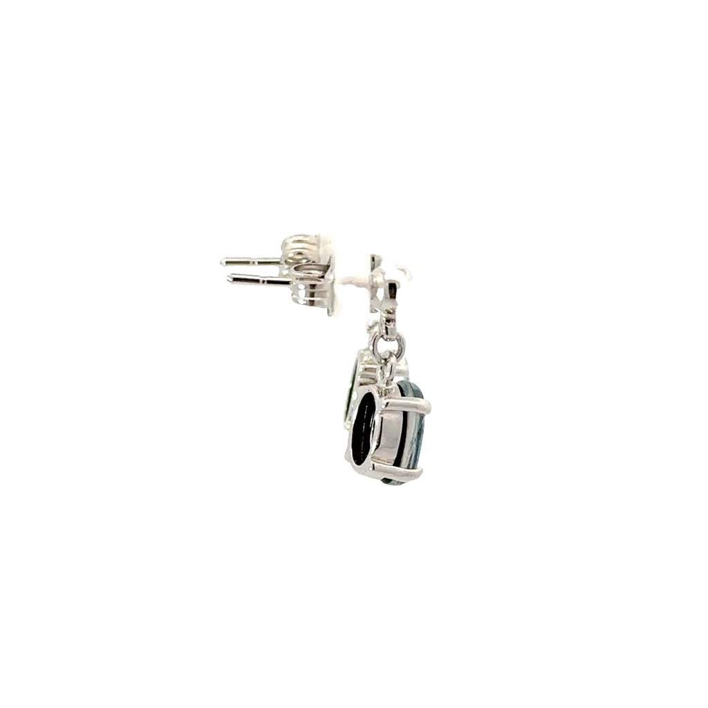 Triplet Oval Drop Opal Earrings In Sterling Silver