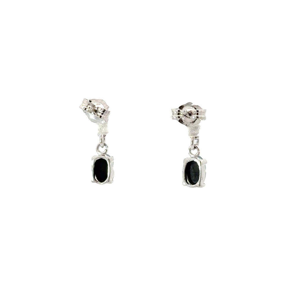 Triplet Oval Drop Opal Earrings In Sterling Silver