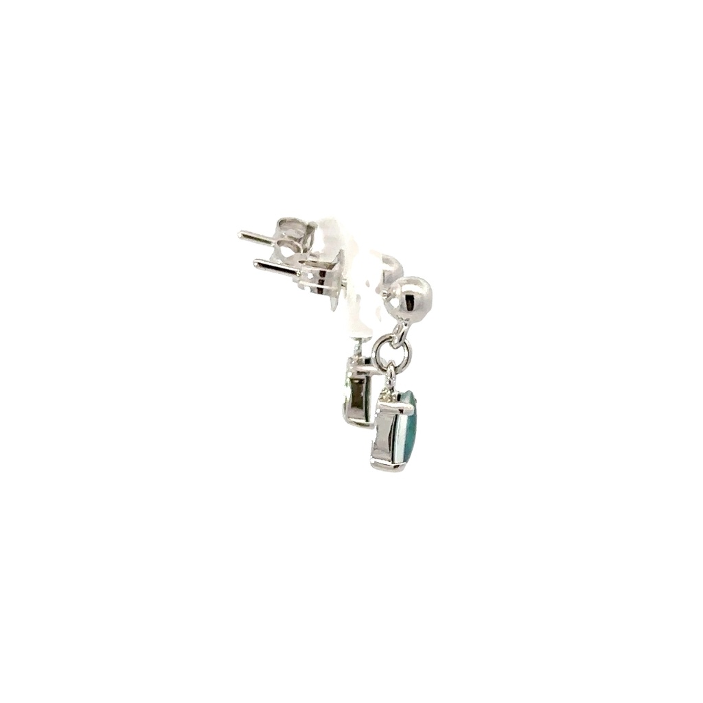 Triplet Oval Drop Opal Earrings In Sterling Silver
