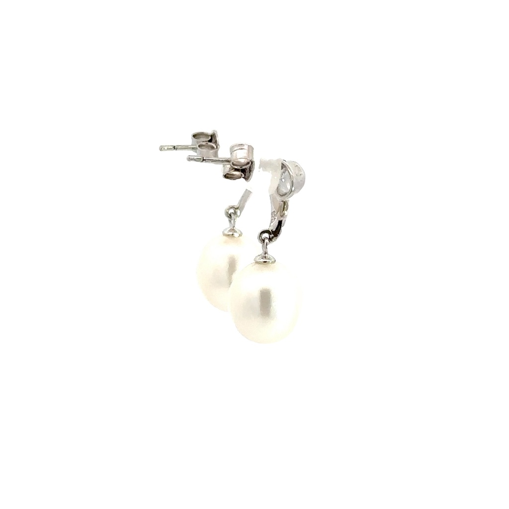 Pearl With Twist Stud Earrings In Sterling Silver