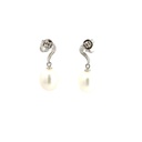Pearl With Twist Stud Earrings In Sterling Silver