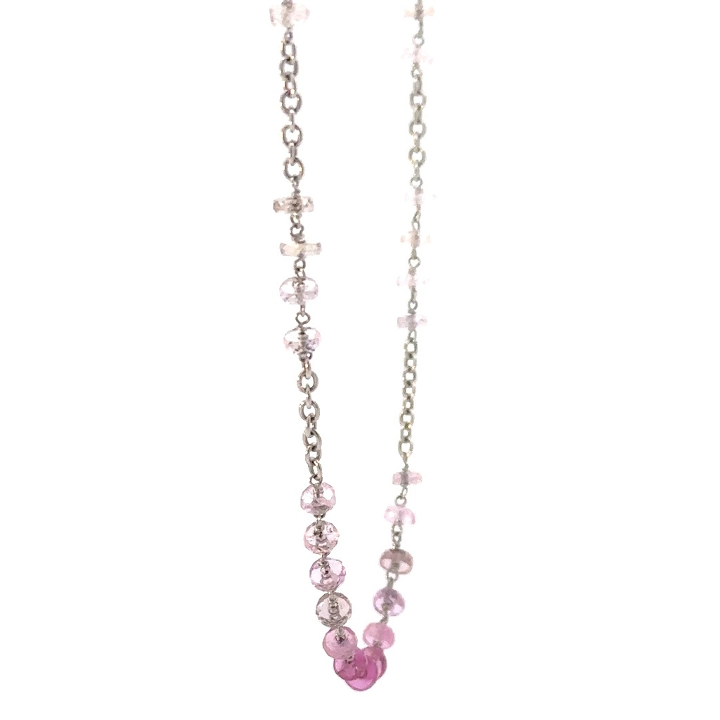 9ct White Gold Pink Sapphire Necklace