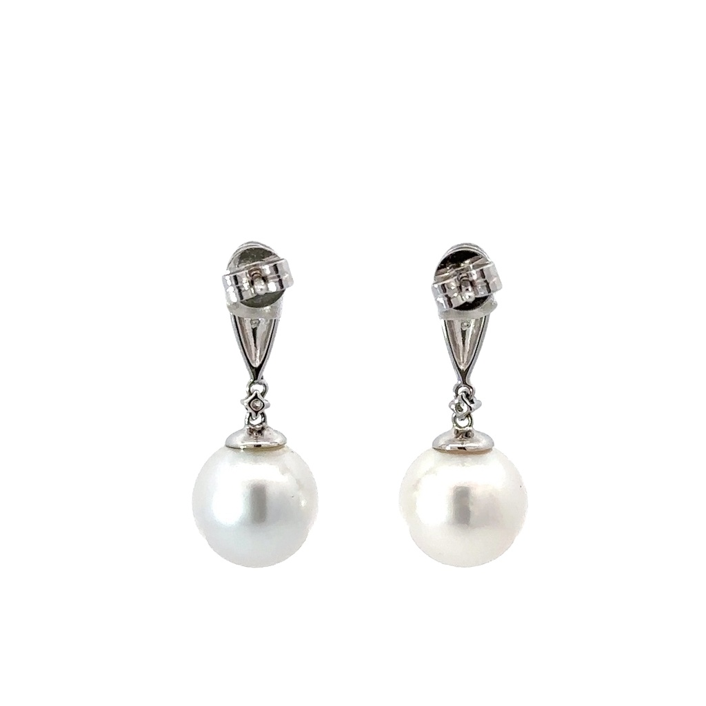 South Sea Pearl Drop Earrings On Studs In 18K
