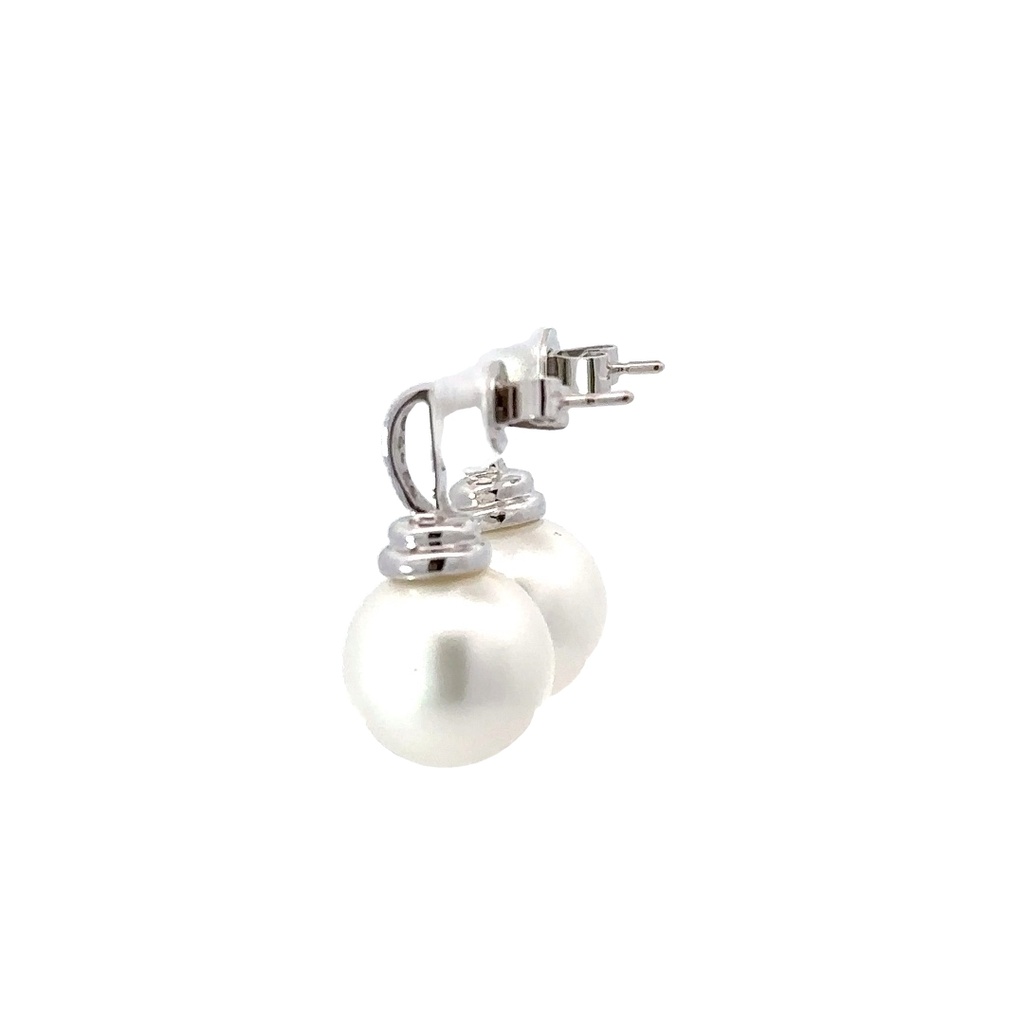 South Sea Pearl & Diamond Pave Stud 18K Earrings