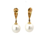 South Sea Pearl Drop Earrings In 18K With Diamond