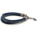 Steel Blue Leather Multi Strand Bracelet