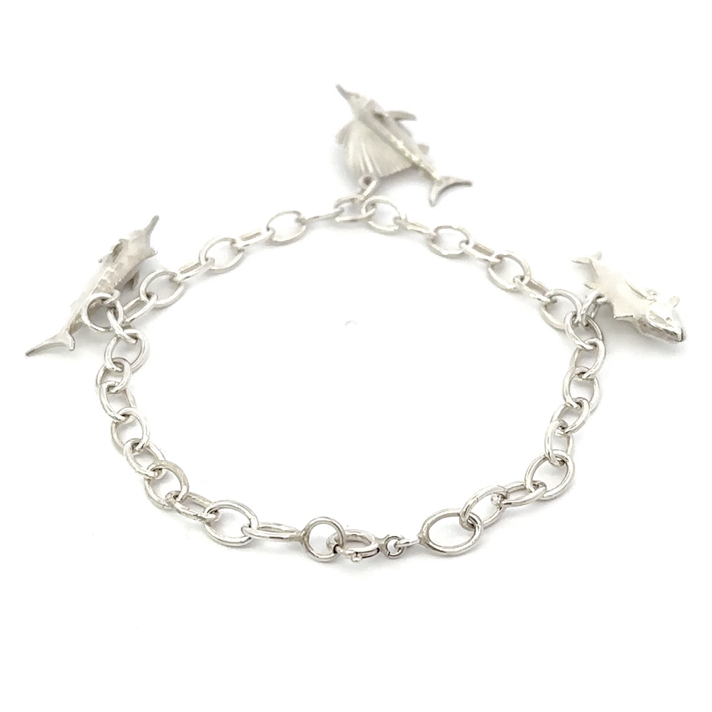 Fisherman's Bracelet Tuna, Sailfish & Marlin In Silver