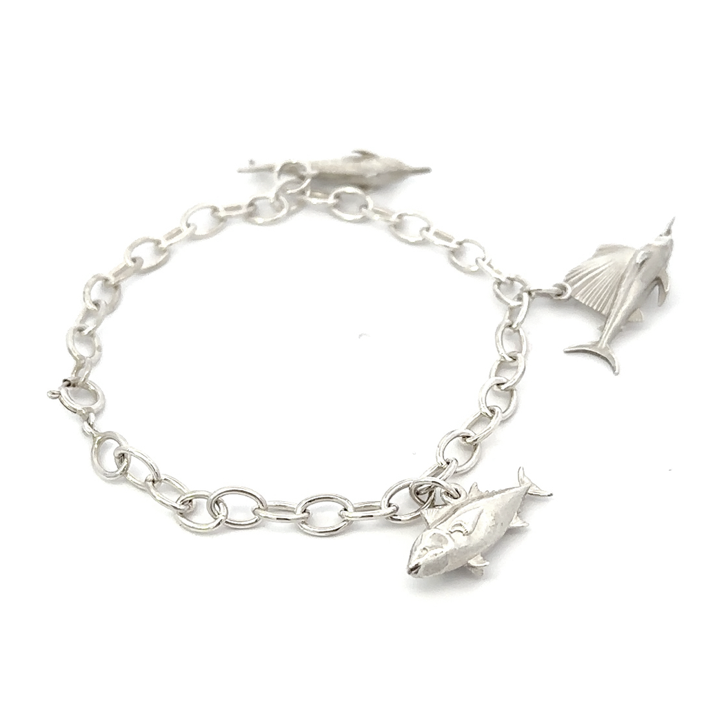Fisherman's Bracelet Tuna, Sailfish & Marlin In Silver