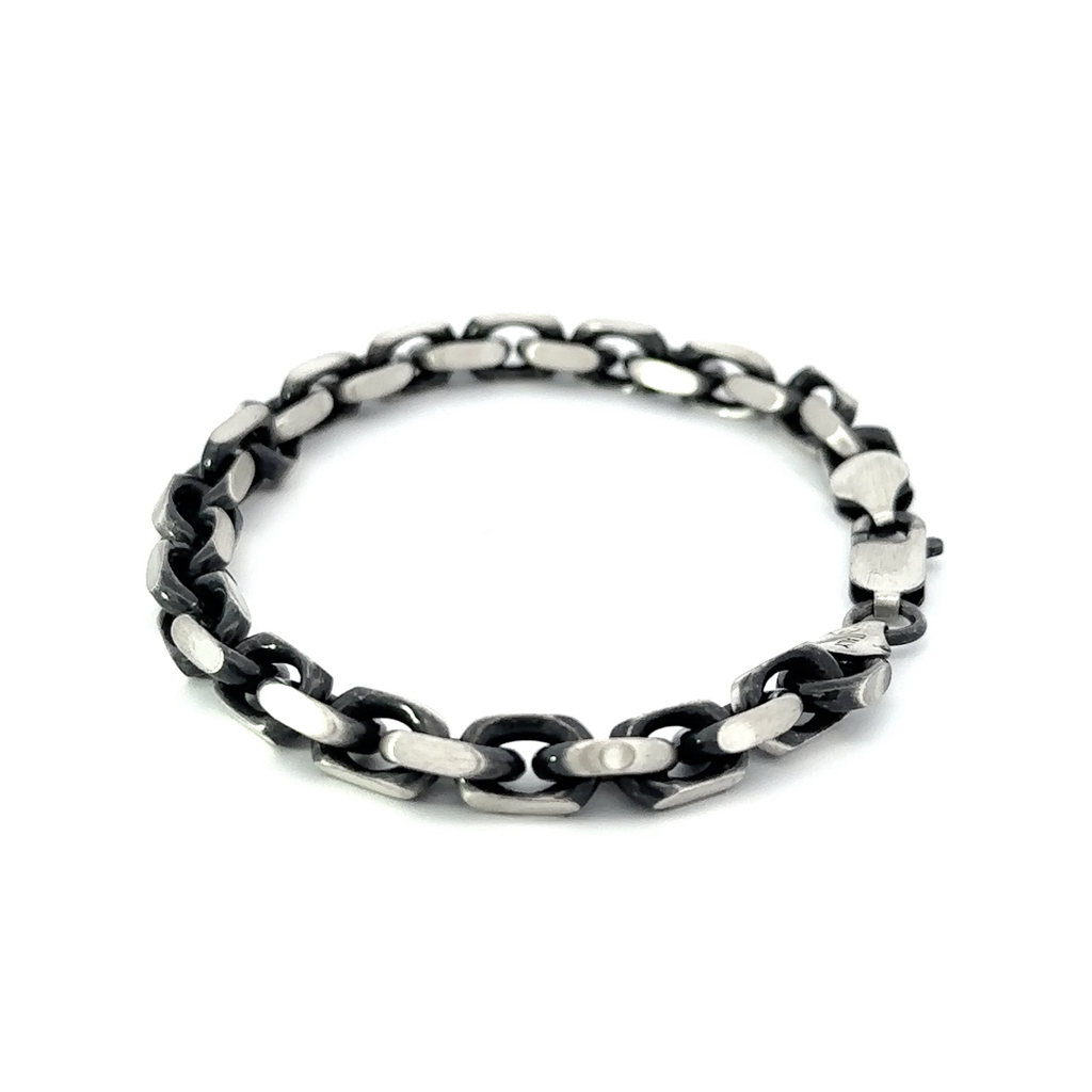 Oxidised Sterling Silver Mens Bracelet