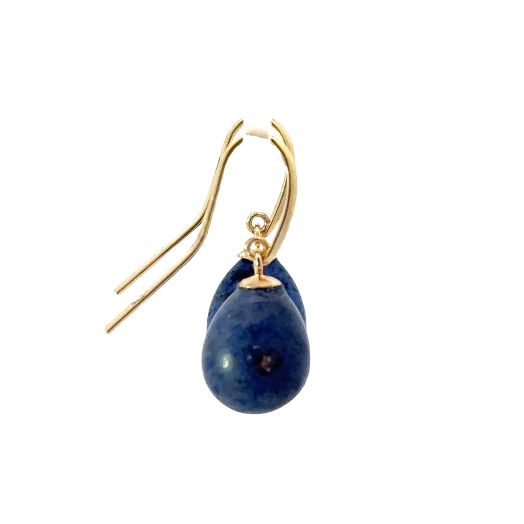 9K Yellow Gold Dumortierite Drop Earrings