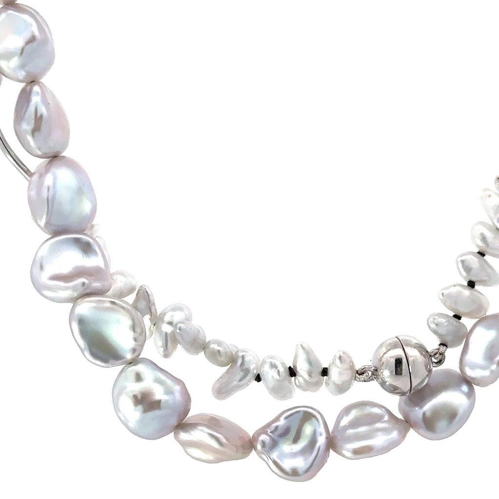 9ct White Gold & Keshi Pearl Necklace