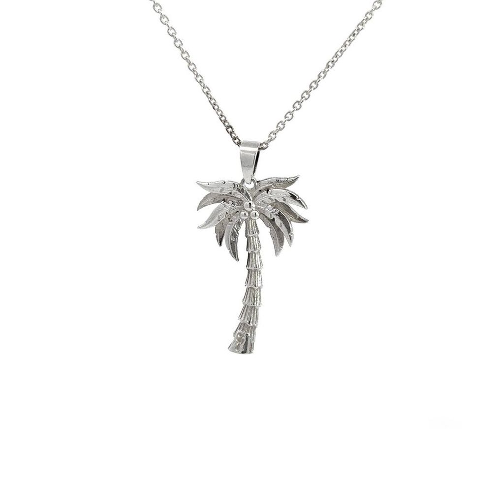 Coconut Palm Tree Pendant In Sterling Silver