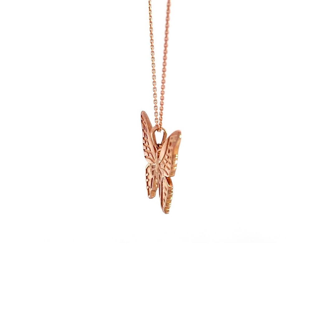 Bluebottle Butterfly Pendant In 9K Rose Gold