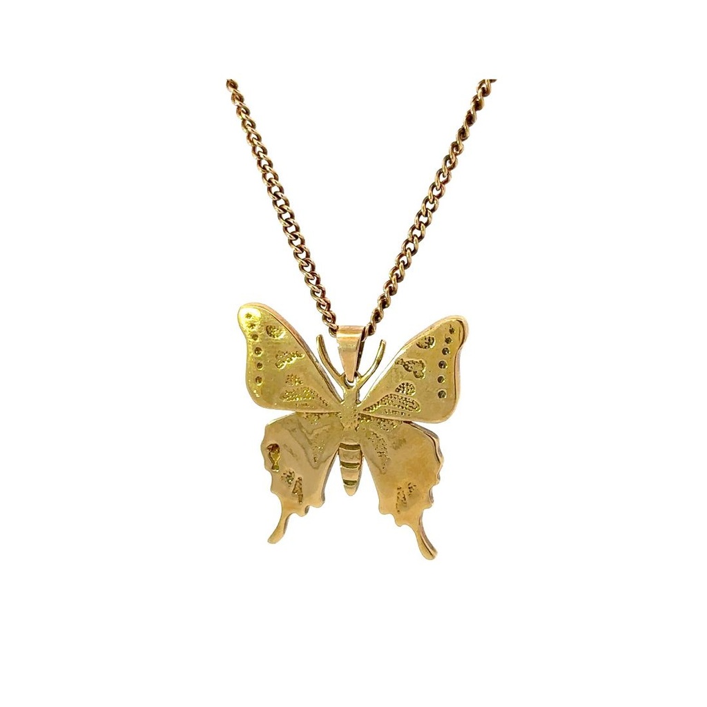 Purple Spotted Swallowstail Butterfly Pendant In 18K