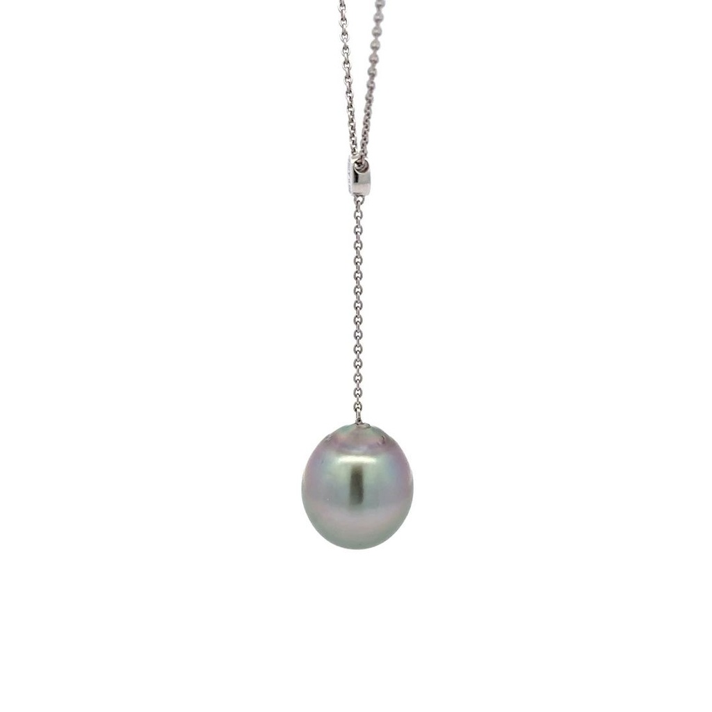 Tahitian Pearl Drop Pendant With Diamond