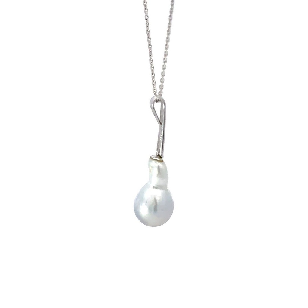 South Sea Baroque Pearl Pendant In 18K White Gold