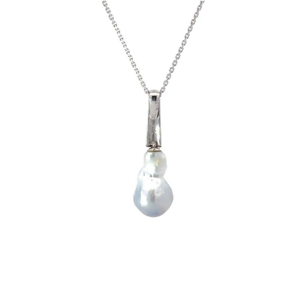 South Sea Baroque Pearl Pendant In 18K White Gold
