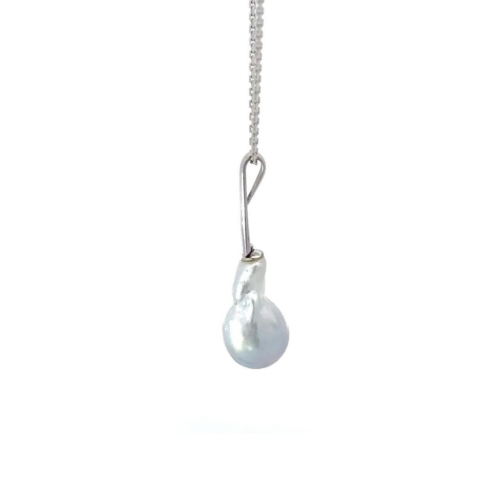 South Sea Baroque Pearl Pendant In 18K White Gold