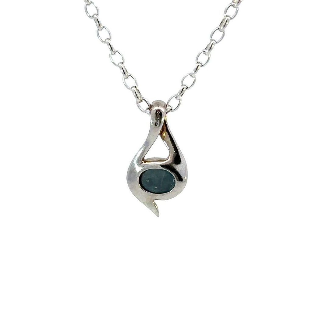 Gem Quality Black Opal Pendant In 18K