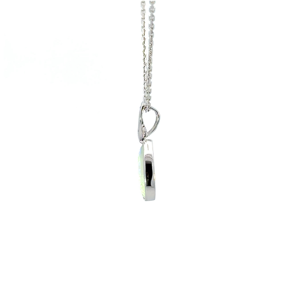 Crystal Opal Pendant In 14K White Gold