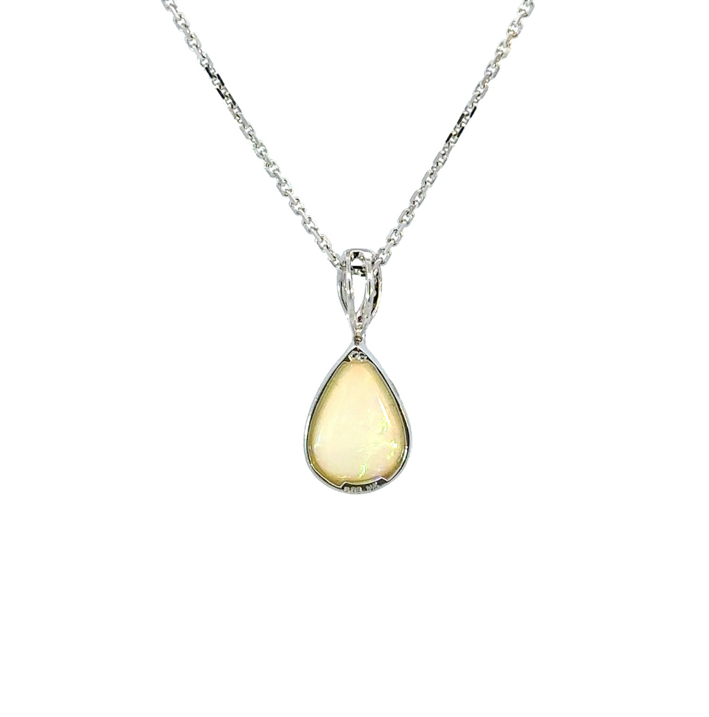 Crystal Opal Pendant In 14K White Gold