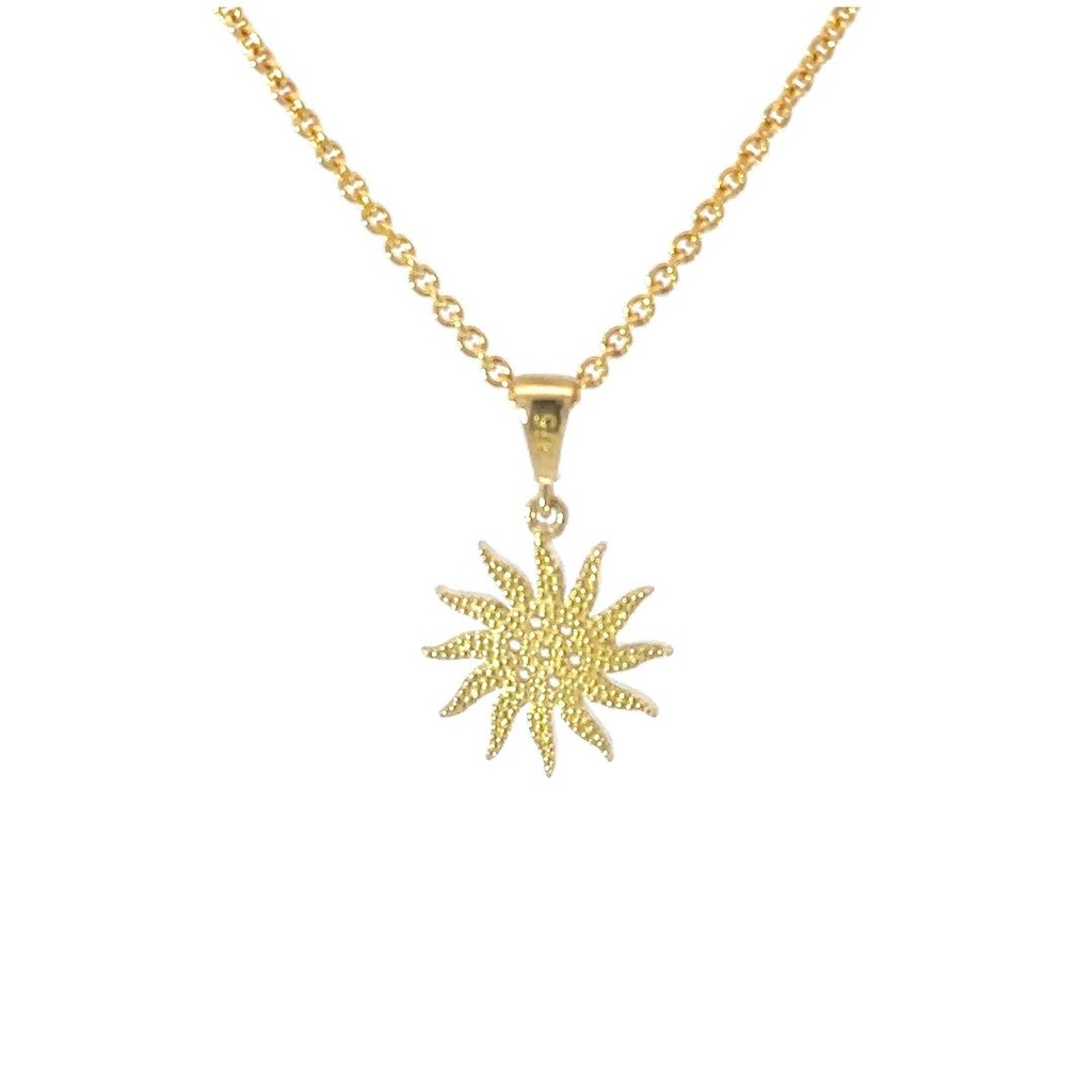 Sun Pendant With Cubics In 9K Yellow Gold