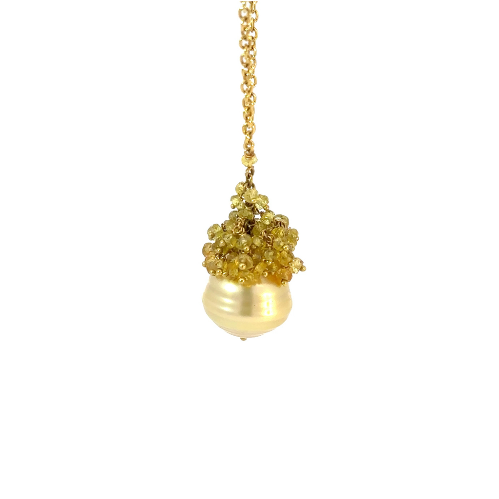 Baroque South Sea Pearl & Yellow Sapphire Necklace