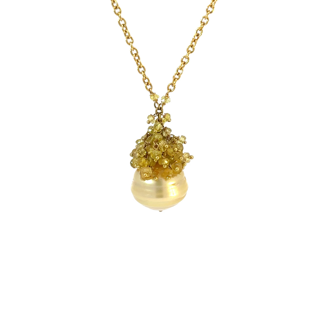 Baroque South Sea Pearl & Yellow Sapphire Necklace