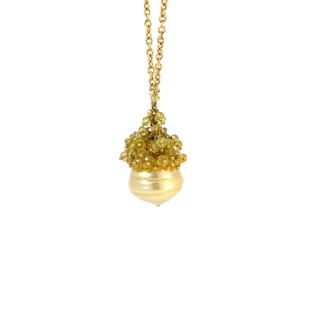 Baroque South Sea Pearl & Yellow Sapphire Necklace