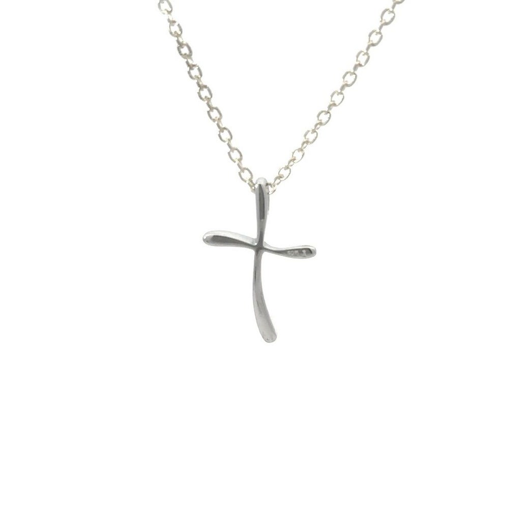 Organic Cross Pendant In Sterling Silver