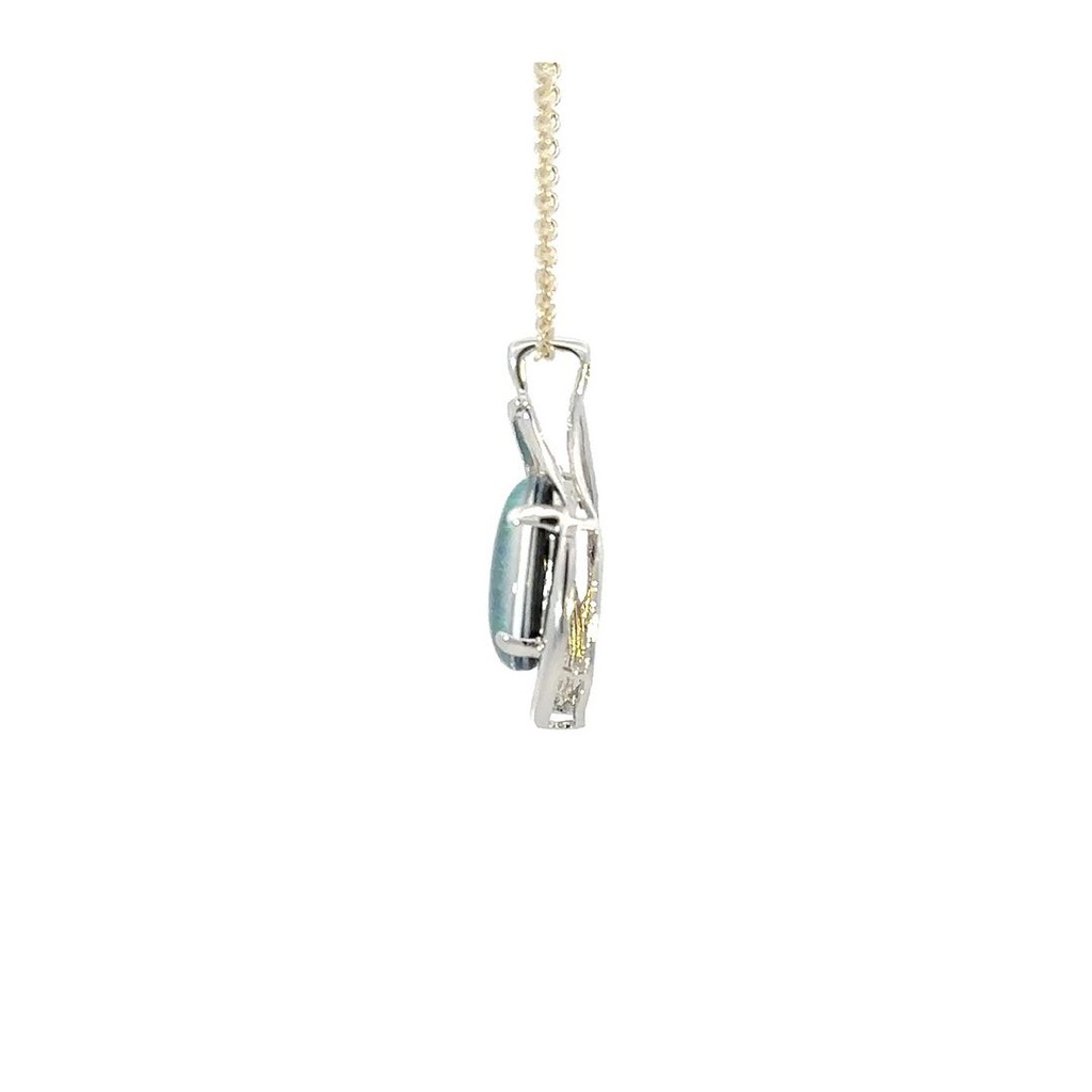 Aussie Triplet Opal Pendant In Organic Silver Setting