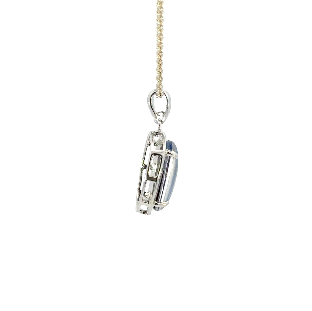 Australian Triplet Opal In A Four Claw Set Silver Pendant