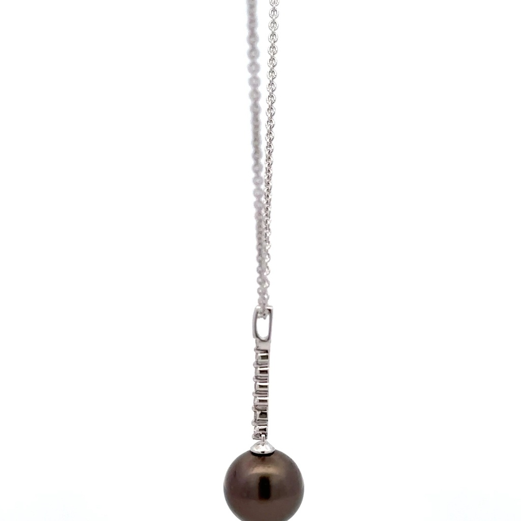 Tahitian Pearl Pendant On A Diamond Bar In 18K