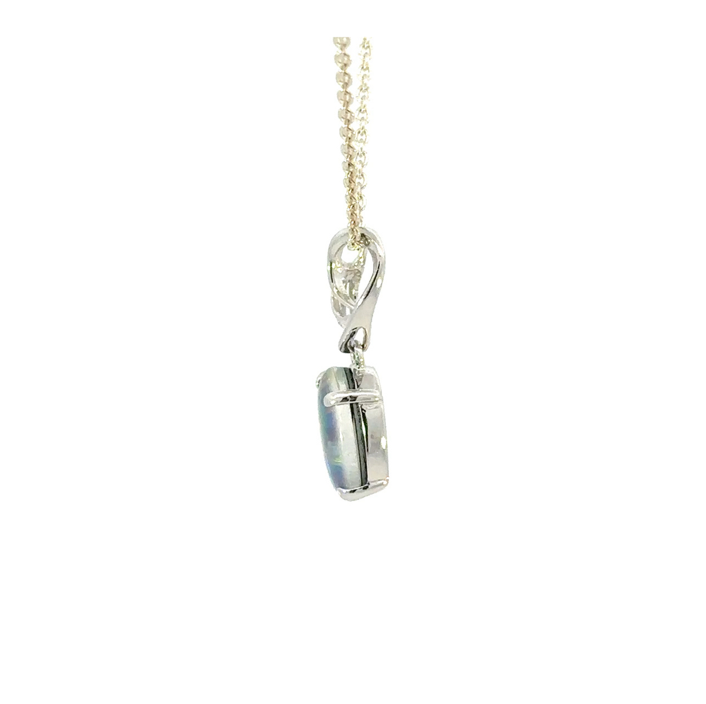 Opal (triplet) And Cubic Pendant In Sterling Silver