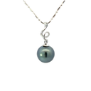 Tahitian Pearl Pendant With Squiggle Detail In Sterling Silver