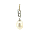 Freshwater Pearl Drop With Cubic Zirconia Pendant In Silver